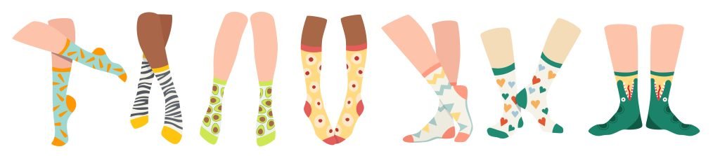 Conjunto de piernas en calcetines, calcetines largos de algodón de moda con estampados coloridos